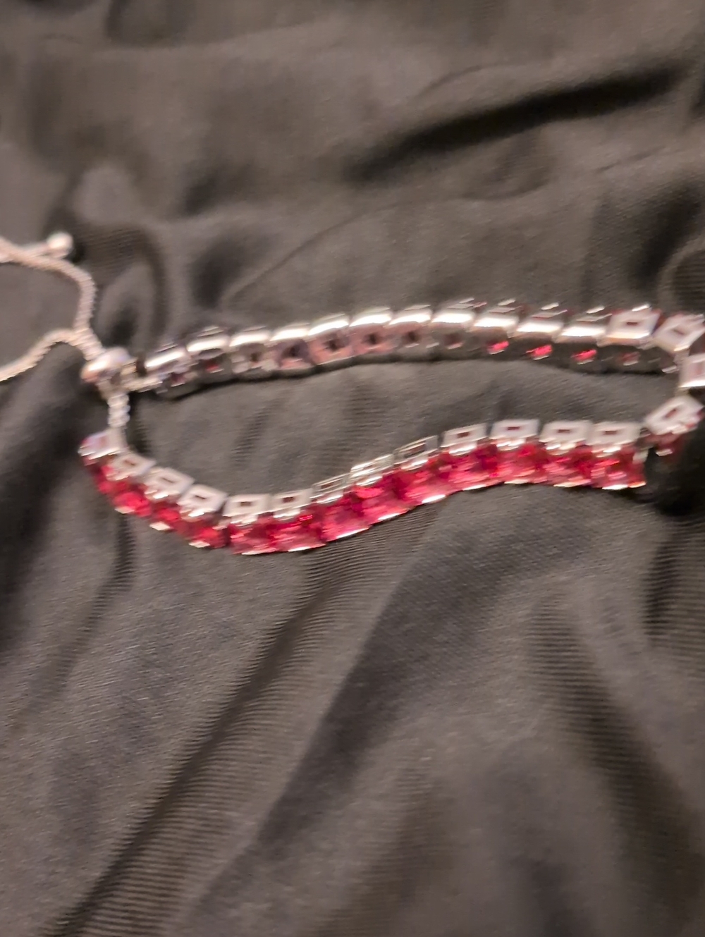 Swarovski Silver Bracelet with Red-Pink Crystals